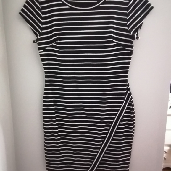 Eclipse Black & White Striped Mini Bodycon Dress - Picture 3 of 5